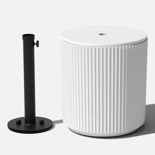 Round White Plastic 21'' Height Outdoor Umbrella Side table | The Home Depot