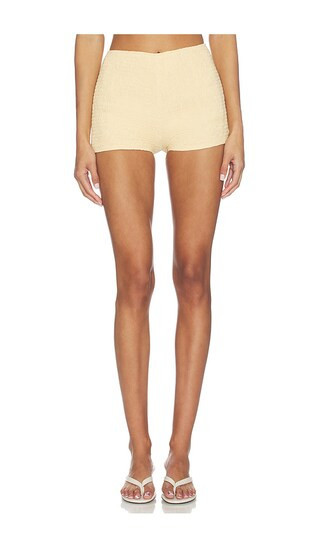 SEVEN WONDERS Adora Shirred Hot Short in Lemon. - size L | Revolve Clothing (Global)