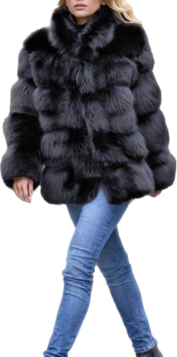 Lisa Colly Women's Winter Parka Coat Overcoat Long Sleeve Faux Fur Coat Jacket | Amazon (US)