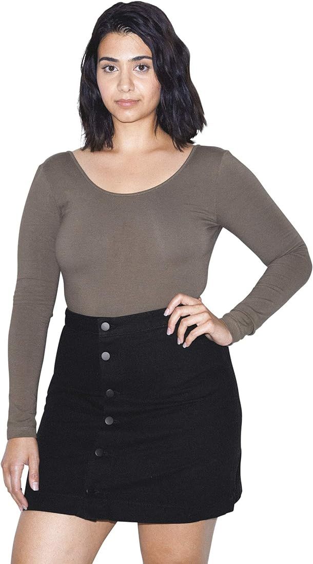 American Apparel Women's Denim Button Front A-line Mini Skirt | Amazon (US)