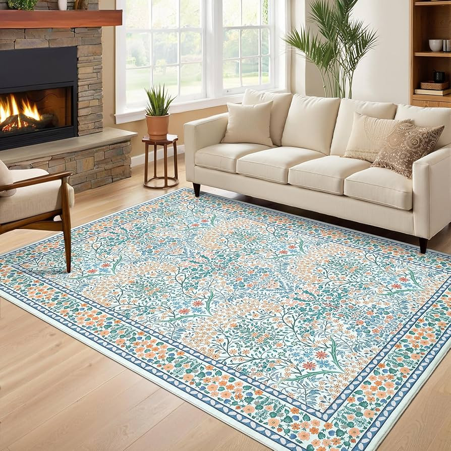 GarveeHome Floral 4x6 Rug Non Slip Boho Bathroom Rug, Soft Small Washable Area Rug Indoor Door Ma... | Amazon (US)