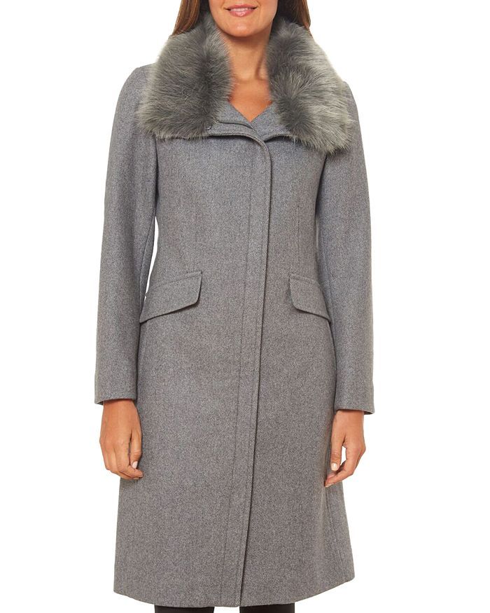 Faux Fur-Trim Zip Front Coat | Bloomingdale's (US)