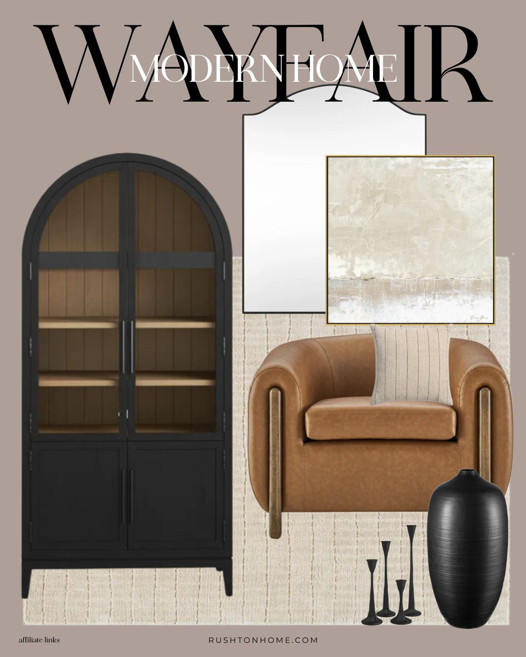 Loving this organic modern home with bold touches of black and cream! 

#homedecor #homedesign #wayfair @wayfair #arearugs #rugs #candles #vase #mirror 

 #LTKHome