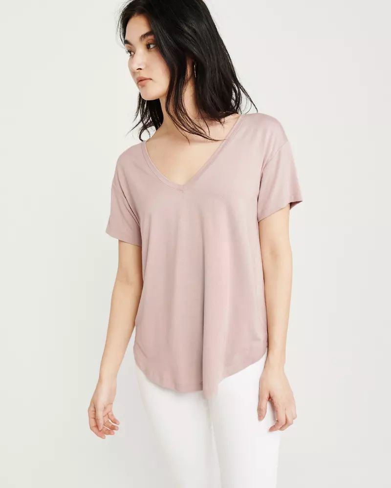 V-Neck Drapey Tee | Abercrombie & Fitch US & UK