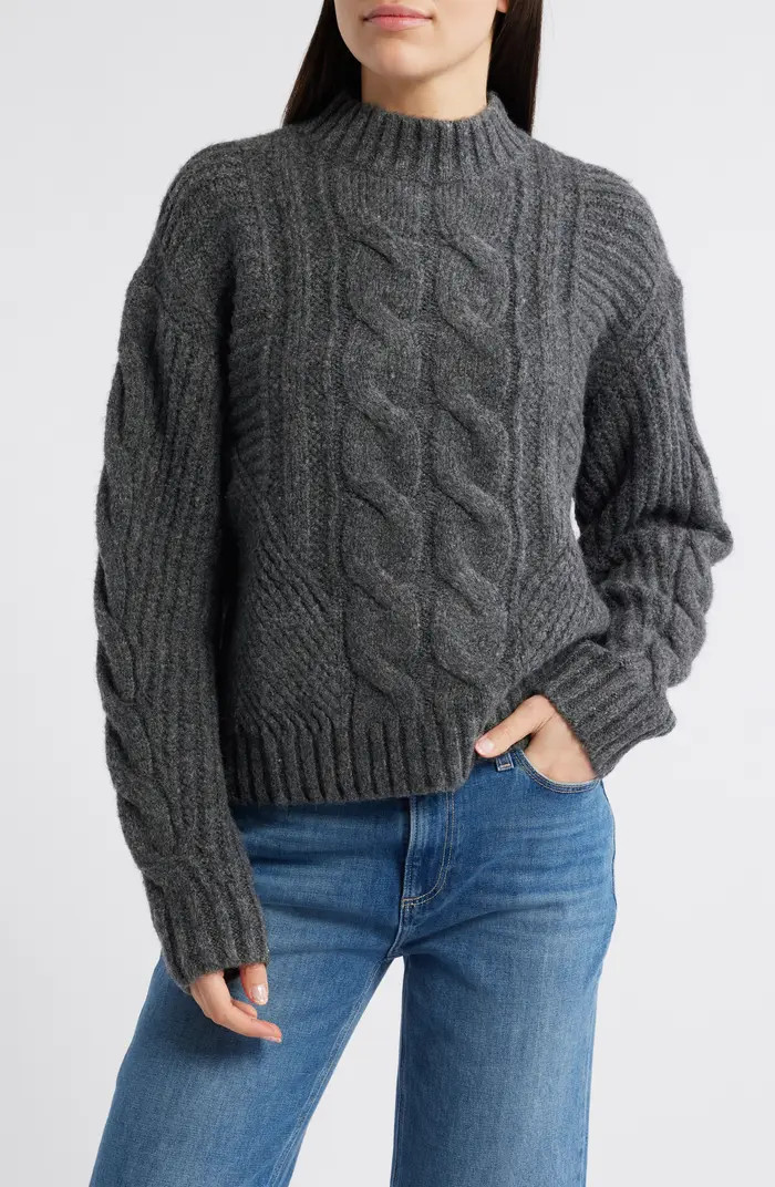 Treasure & Bond Mock Neck Cable Stitch Sweater | Nordstrom | Nordstrom