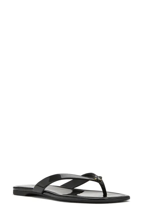 Kate Spade New York spade flower patent leather flip flop in Black at Nordstrom, Size 6.5 | Nordstrom
