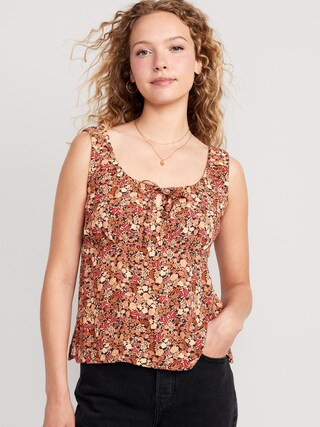 Sleeveless Tie-Front Crepe Top for Women | Old Navy (US)