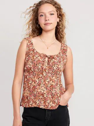 Sleeveless Tie-Front Crepe Top for Women | Old Navy (US)