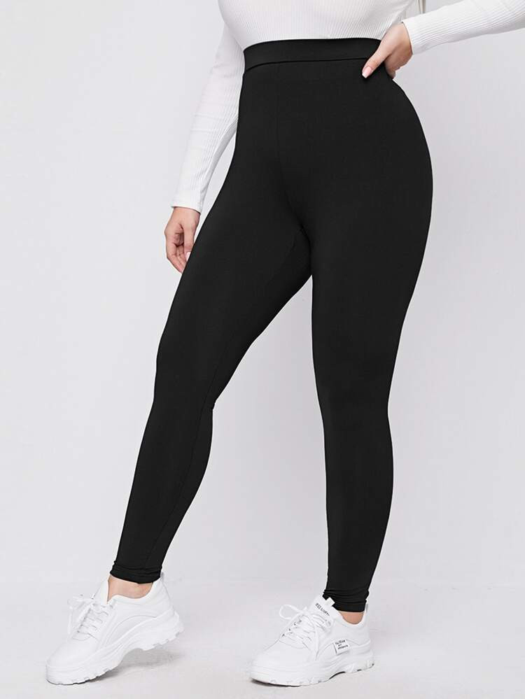 SHEIN Plus Solid High Waist Leggings | SHEIN