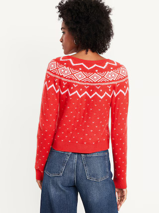 SoSoft Cropped Fair Isle Cardigan Sweater | Old Navy (US)
