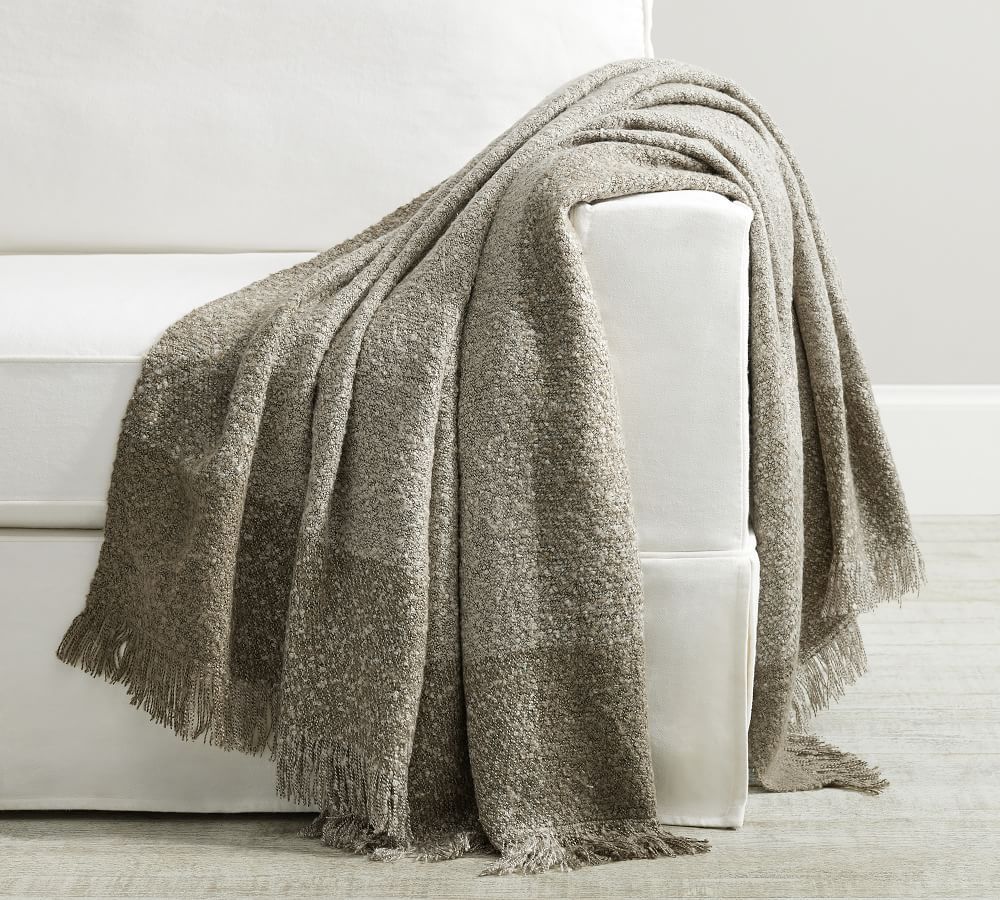 Heathered Boucle Throw, 50 x 60&amp;quot;, Oatmeal | Pottery Barn (US)