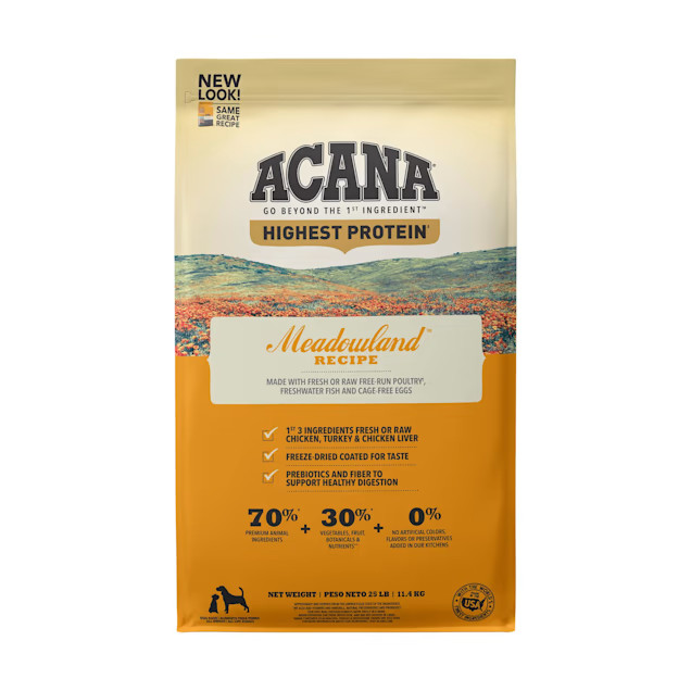 ACANA Grain Free, Highest Protein, Meadowland Dry Dog Food, 25 lbs. | Petco