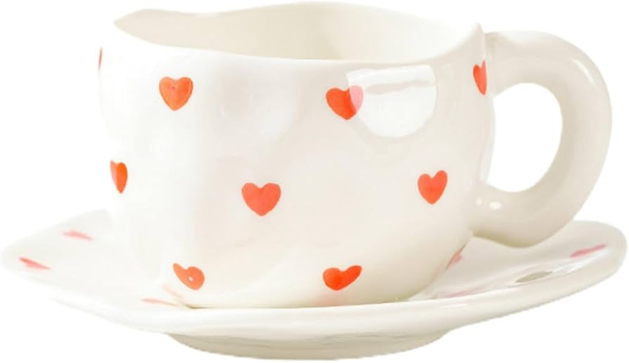 Irregular hand-painted heart-shaped ceramic cup, creative hand-held cute - little heart - coffee ... | Amazon (US)