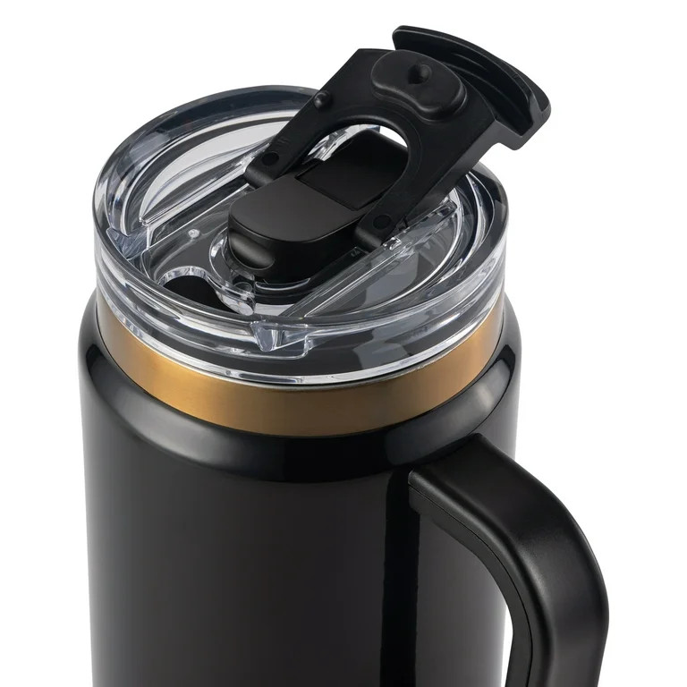 Thyme & Table 32 fl oz Stainless Steel Luna Tumbler with Handle and Dual Straw Lid, Black | Walmart (US)