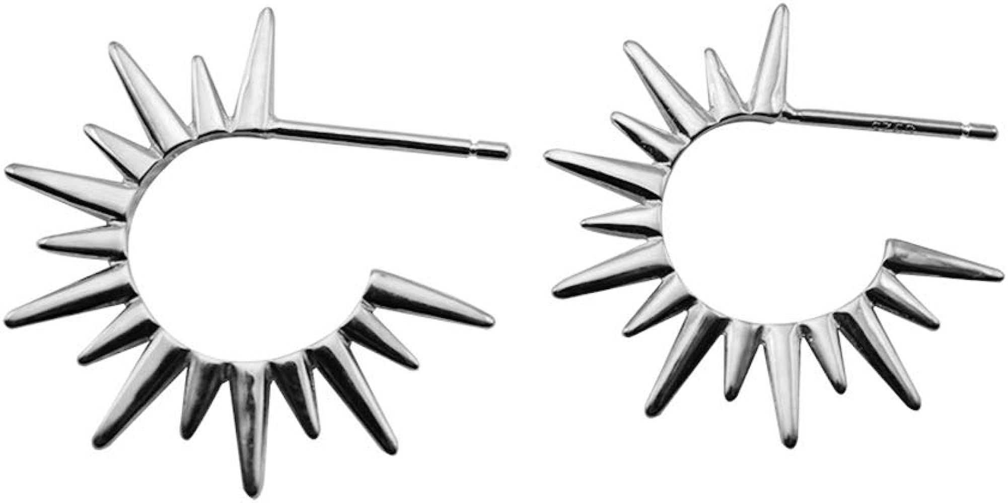 Punk Spike Sunlight Stud Small Hoop Earrings for Women Girls S925 Sterling Silver Fashion Open Hoops | Amazon (US)