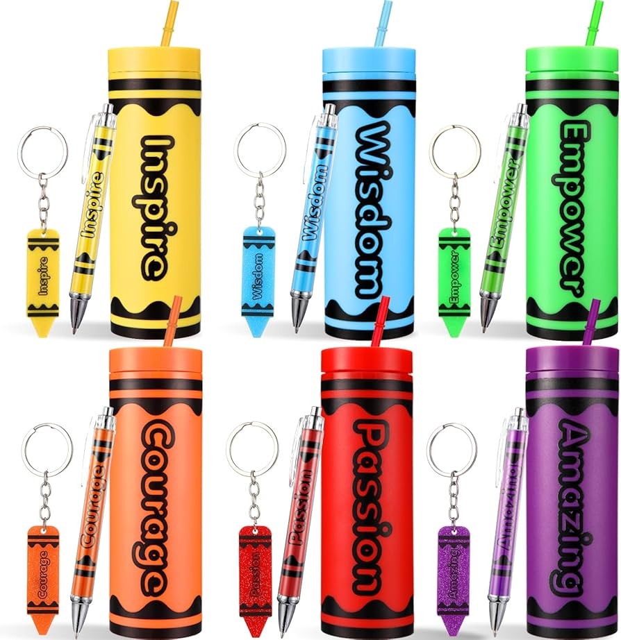 Landical 18 Pcs Christmas Teacher Gifts Bulk 6 Sets Thank You Gifts 16 oz Crayon Skinny Plastic T... | Amazon (US)