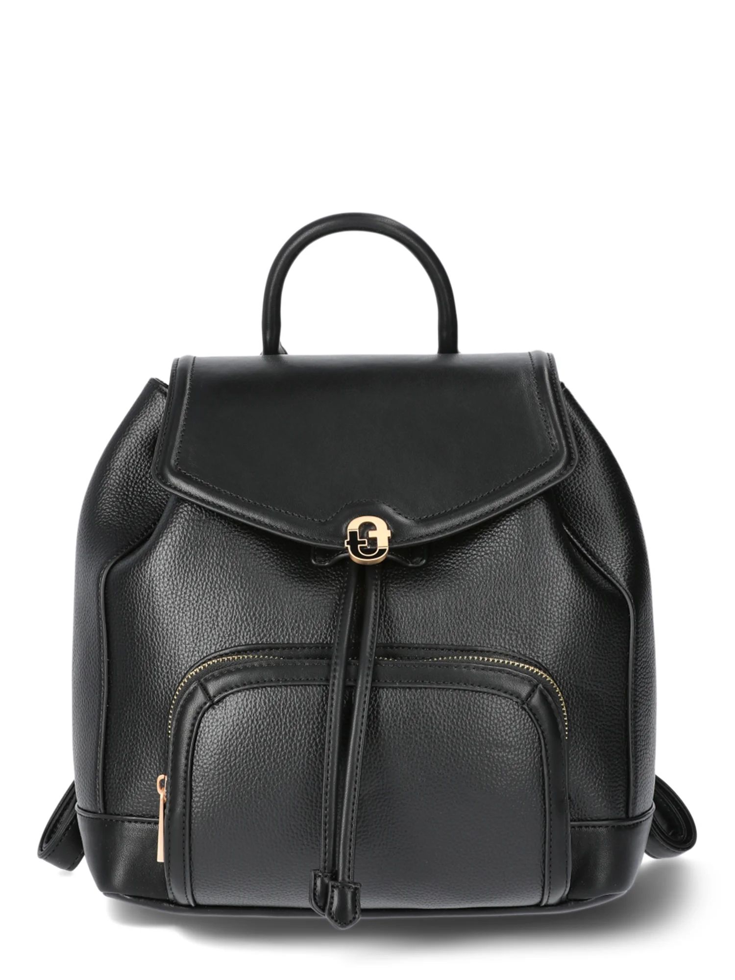 Time and Tru Women's Faux Leather Drawstring Backpack, Black | Walmart (US)