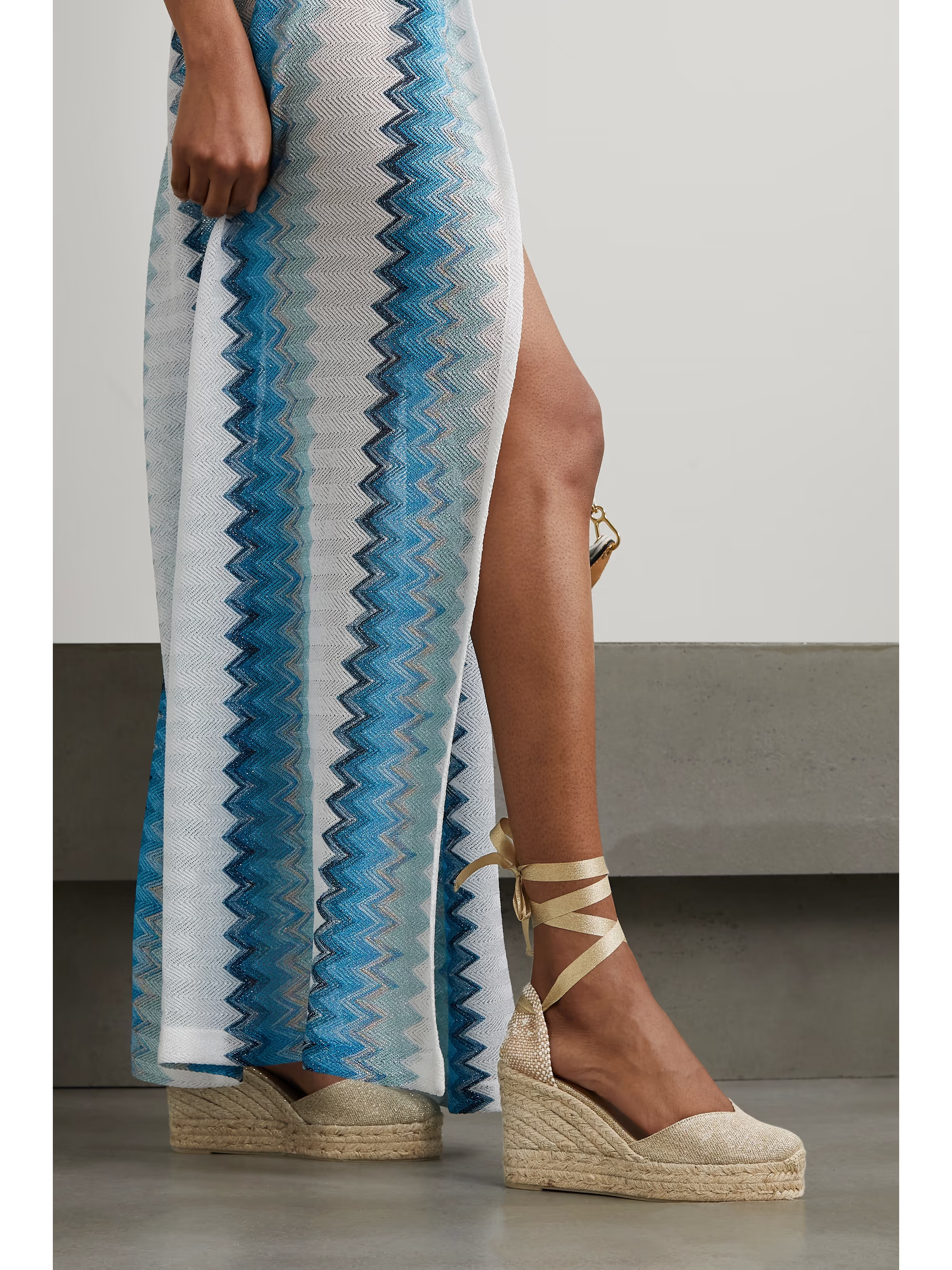 + NET SUSTAIN Chiara 80 metallic canvas wedge espadrilles | NET-A-PORTER (US)