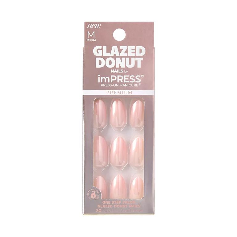 KISS imPRESS Glazed Donut Press-On Nails, Pink, Medium Length, Almond Shape, 33 Ct. | Walmart (US)