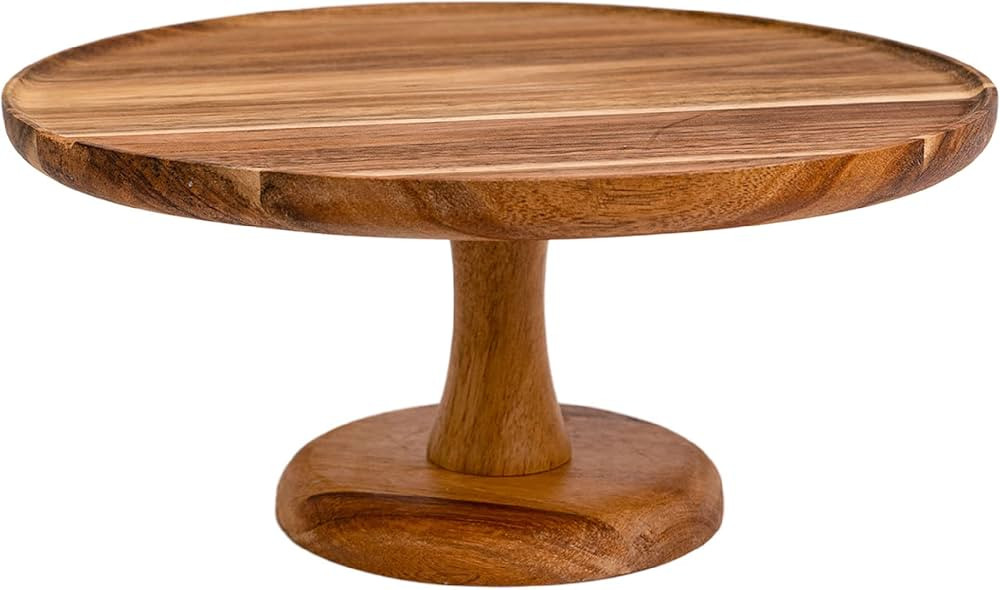 Acacia Wood Cake Stand - 10 inch Durable Rustic Wooden Cake Stand for Weddings Birthday Parties -... | Amazon (US)