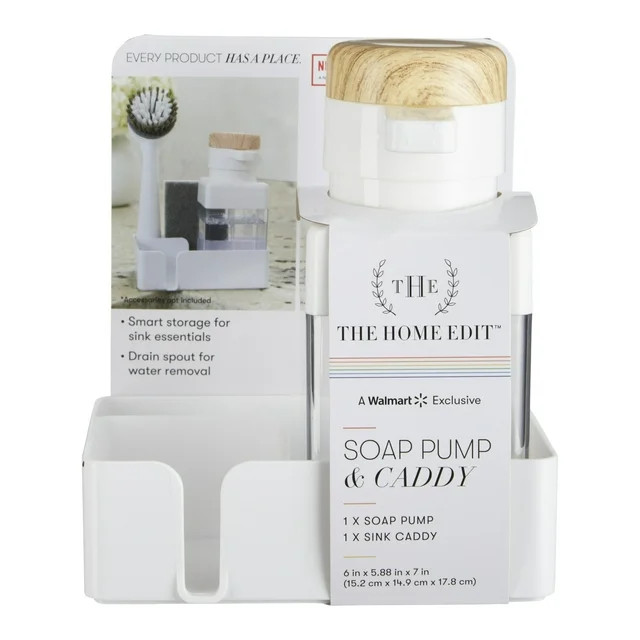 The Home Edit Large Sink Caddy Set with Soap Pump, 7"H x 5.9"W x 6"D | Walmart (US)