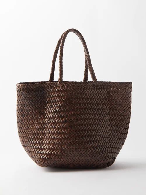 Dragon Diffusion - Grace Double Jump Small Woven-leather Basket Bag - Womens - Dark Brown | Matches (UK)