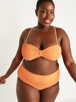 Textured-Rib Cinch-Front Bikini Swim Top for Women | Old Navy (US)