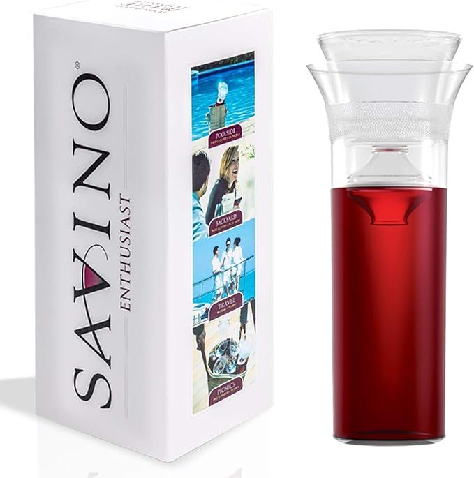 Savino Enthusiast | Plastic Wine Saving Carafe | Clear | 750ml | Keep Non-Sparkling Wines Fresh U... | Amazon (US)