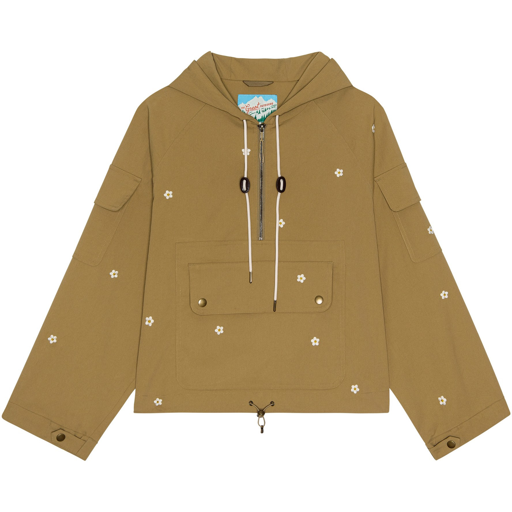 THE GREAT. OUTDOORS Women's Embroidered Crop Trailhead Pullover Khaki S | REI