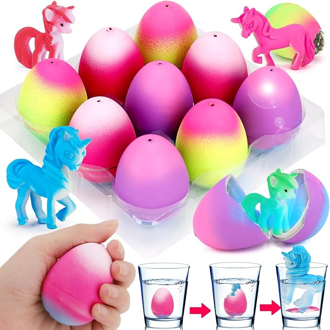 9 PCS Unicorn Party Favors Hatching Eggs Treasure Box Toys for Kids Classroom Unicorn Toys for Gi... | Amazon (US)