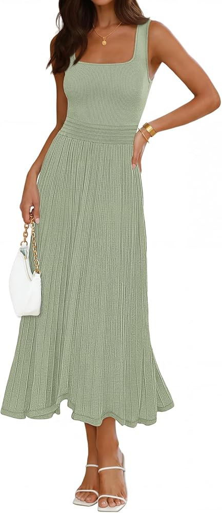 MEROKEETY Women's Summer Midi Dress 2026 Spring Sleeveless Pleated A Line Casual Business Work Co... | Amazon (US)