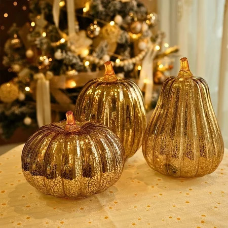 PALIFEUR Glass Pumpkin with Lights, Glass Light up Pumpkin Lights, 8.6 x 5.5 Inch Lighted Glass Pumpkins for Fall Halloween Thanksgiving Decorations Battery Operated, Fall Decoration for Home | Walmart (US)