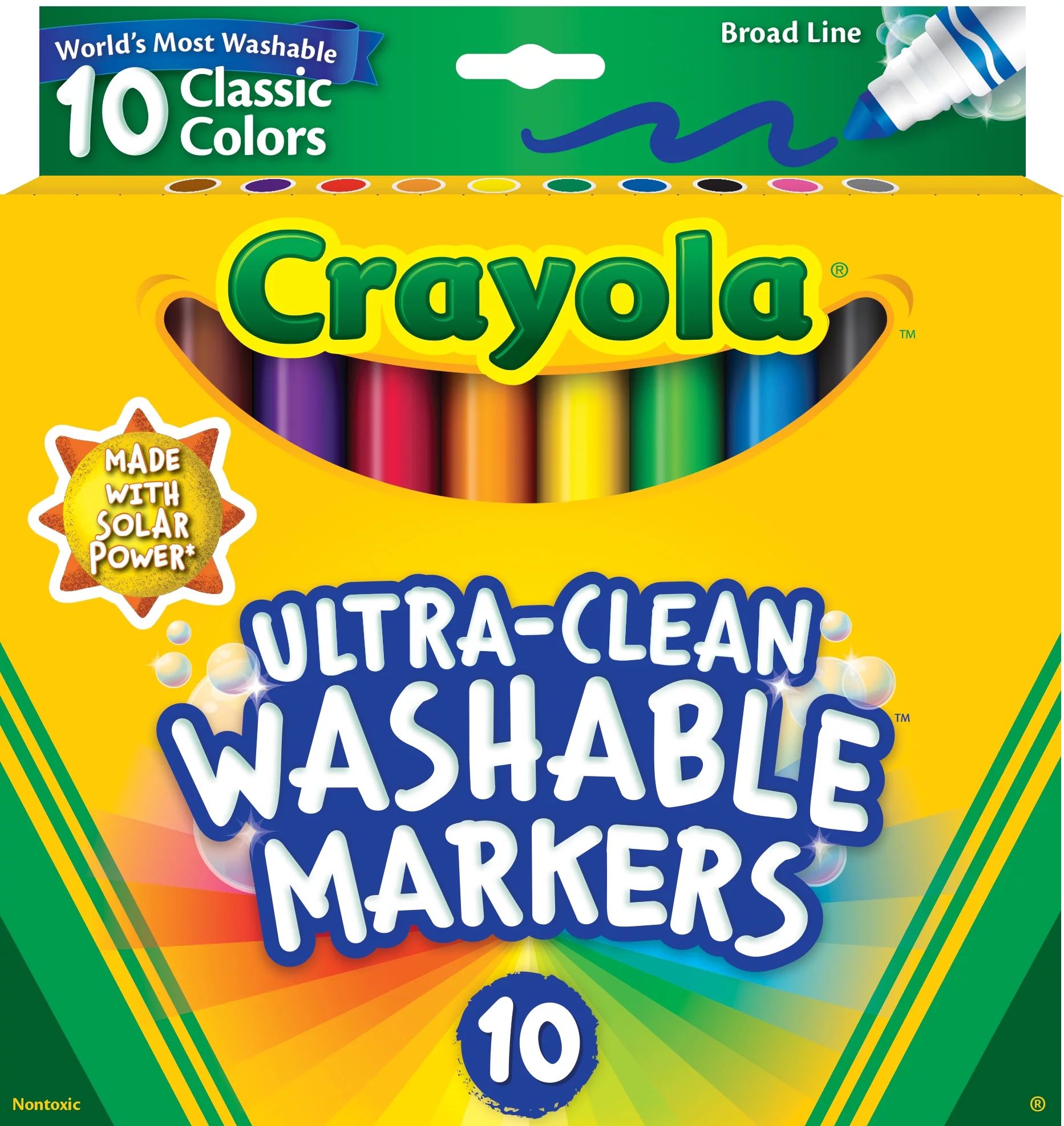 Crayola Ultra-Clean Washable Broad Line Markers, Back to School Supplies, 10 Count - Walmart.com | Walmart (US)