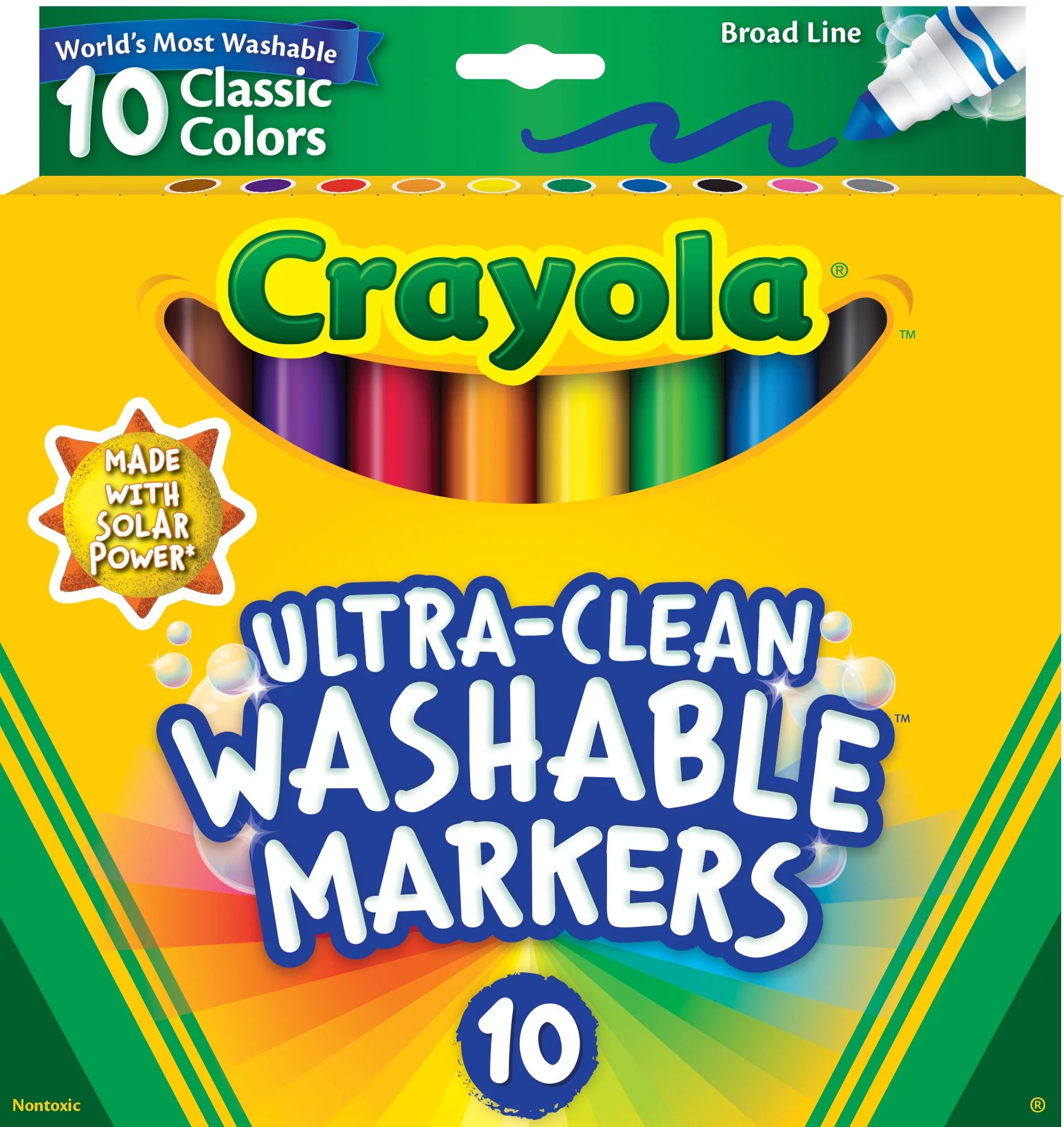 Crayola Ultra-Clean Washable Broad Line Markers, Back to School Supplies, 10 Count | Walmart (US)