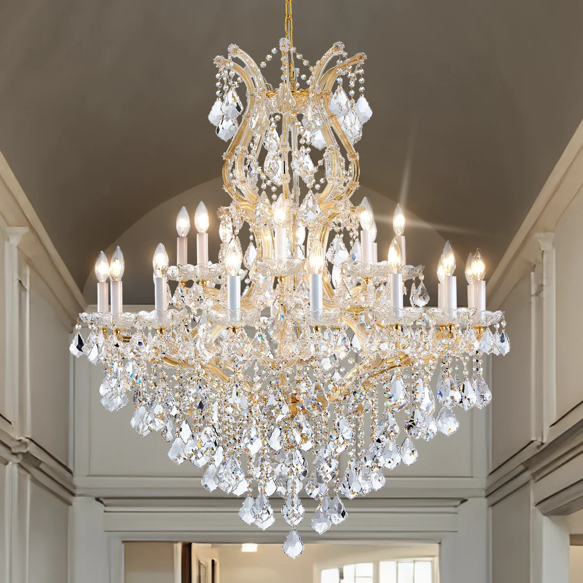 Humnah 24-Light Crystal Dimmable Tiered Chandelier | Wayfair North America