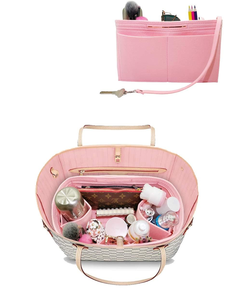 Felt Handbag Insert Organizer Zipper Pocket Bag In Bag Bottle Holder with Waterproof Pocket | Amazon (US)