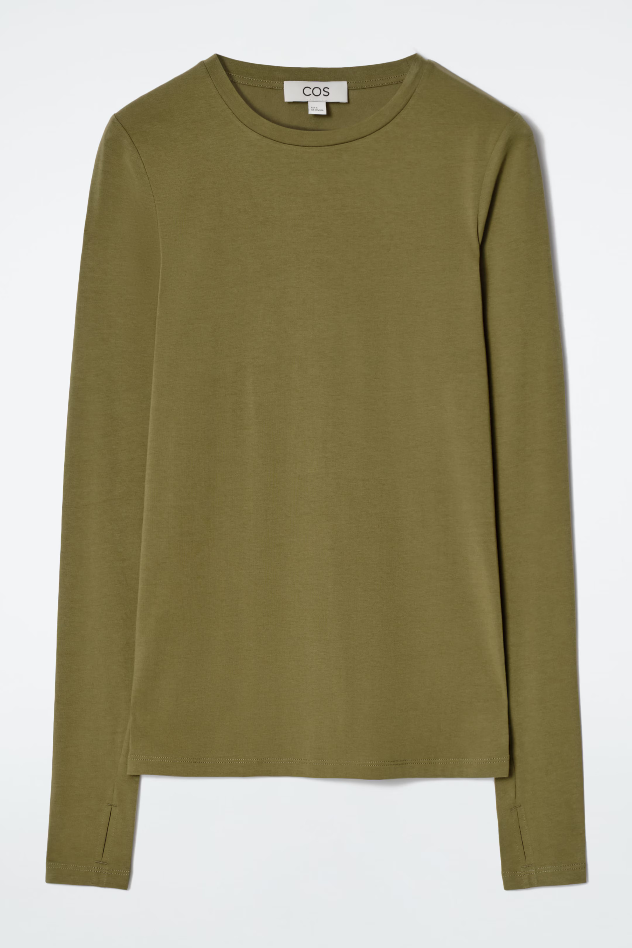 SLIM LIGHTWEIGHT LONG-SLEEVED TOP - OLIVE GREEN | COS | COS (EU)