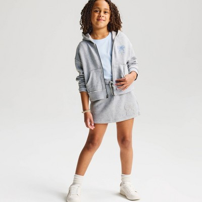Girls' French Terry Graphic Pull-On Skort - Cat & Jack™ Heathered Gray XS | Target