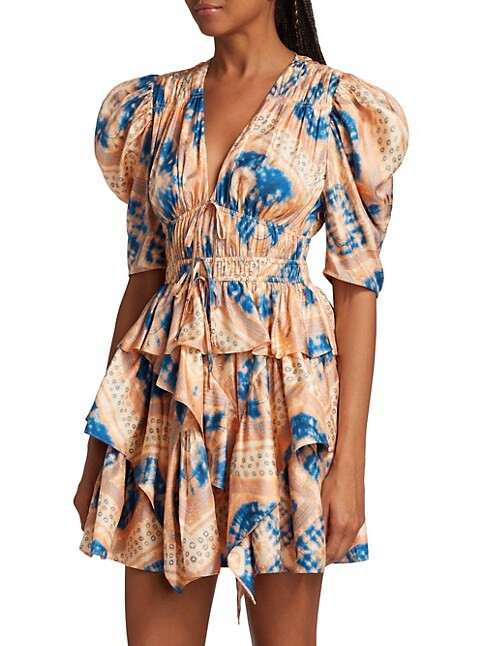 Zita Silk Ruffled Minidress | Saks Fifth Avenue