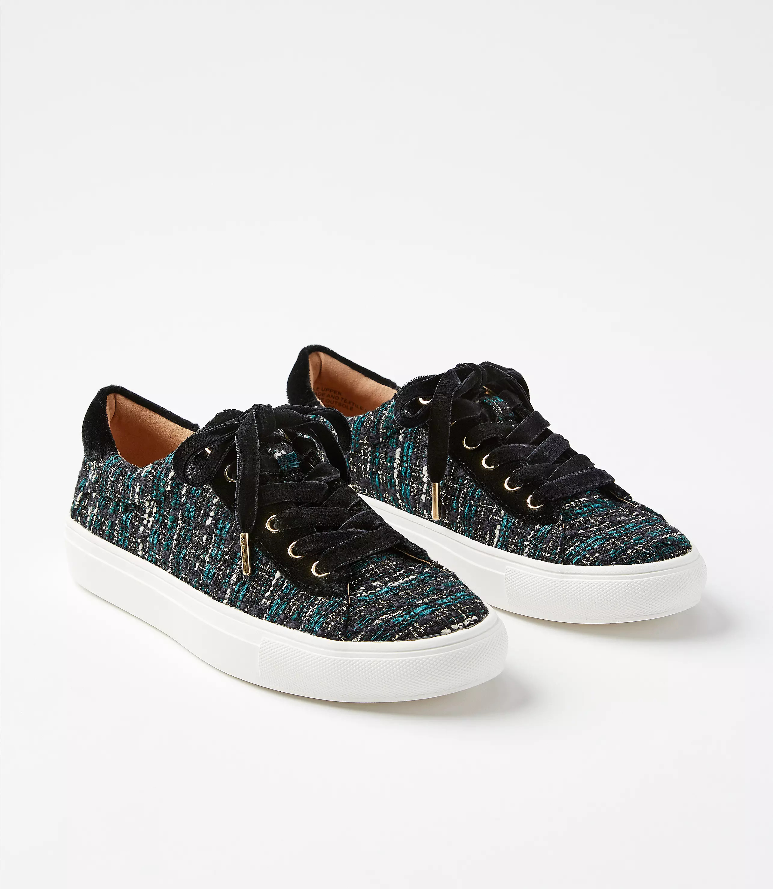 Metallic Tweed Lace Up Sneakers | LOFT