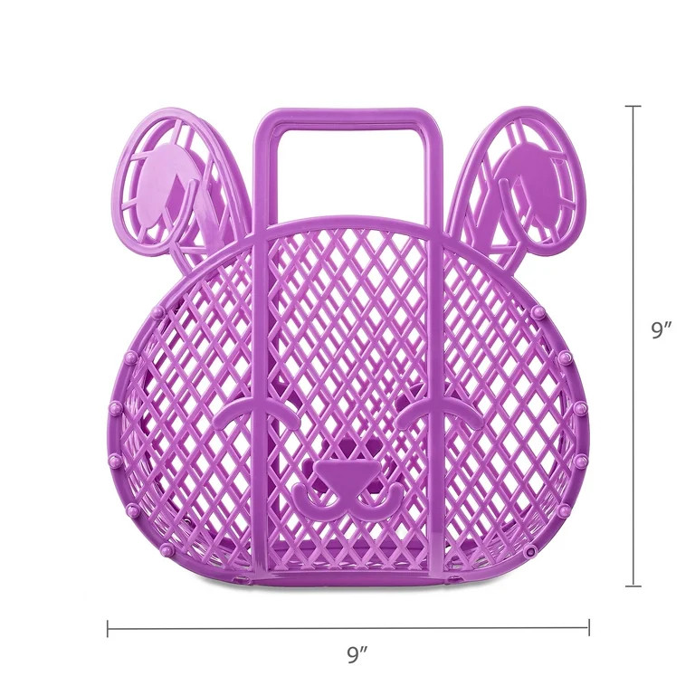 Easter Purple Bunny Collapsible Plastic Basket, 9 in x 9 in, by Way To Celebrate | Walmart (US)