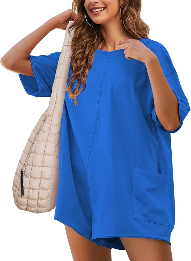 Rompers for Women Athletic Workout Hot Shot Tee Romper Casual Oversized Jumpsuits Overalls | Amazon (US)