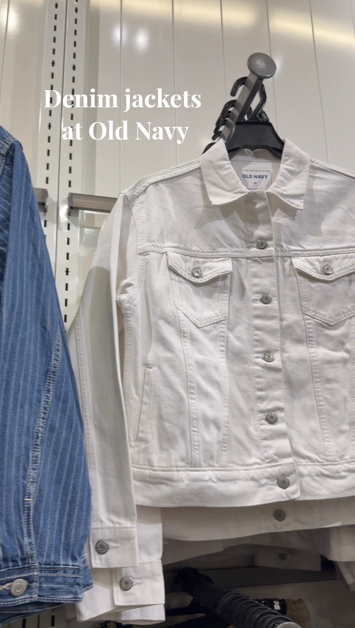 Old navy classic white jean jacket 

#LTKootd #LTKSpringSale