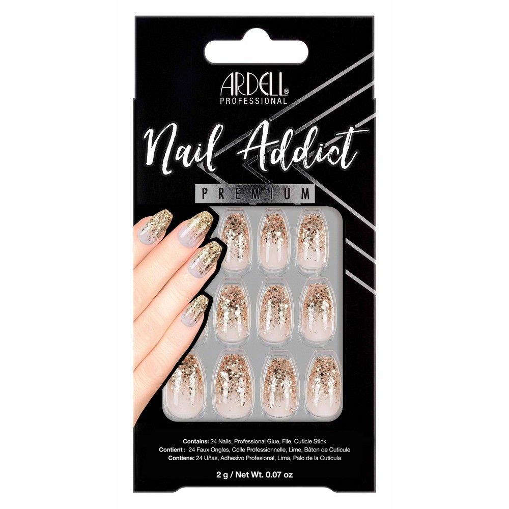 Ardell Nail Addict False Nails - Dripping in Gold - 24ct | Target