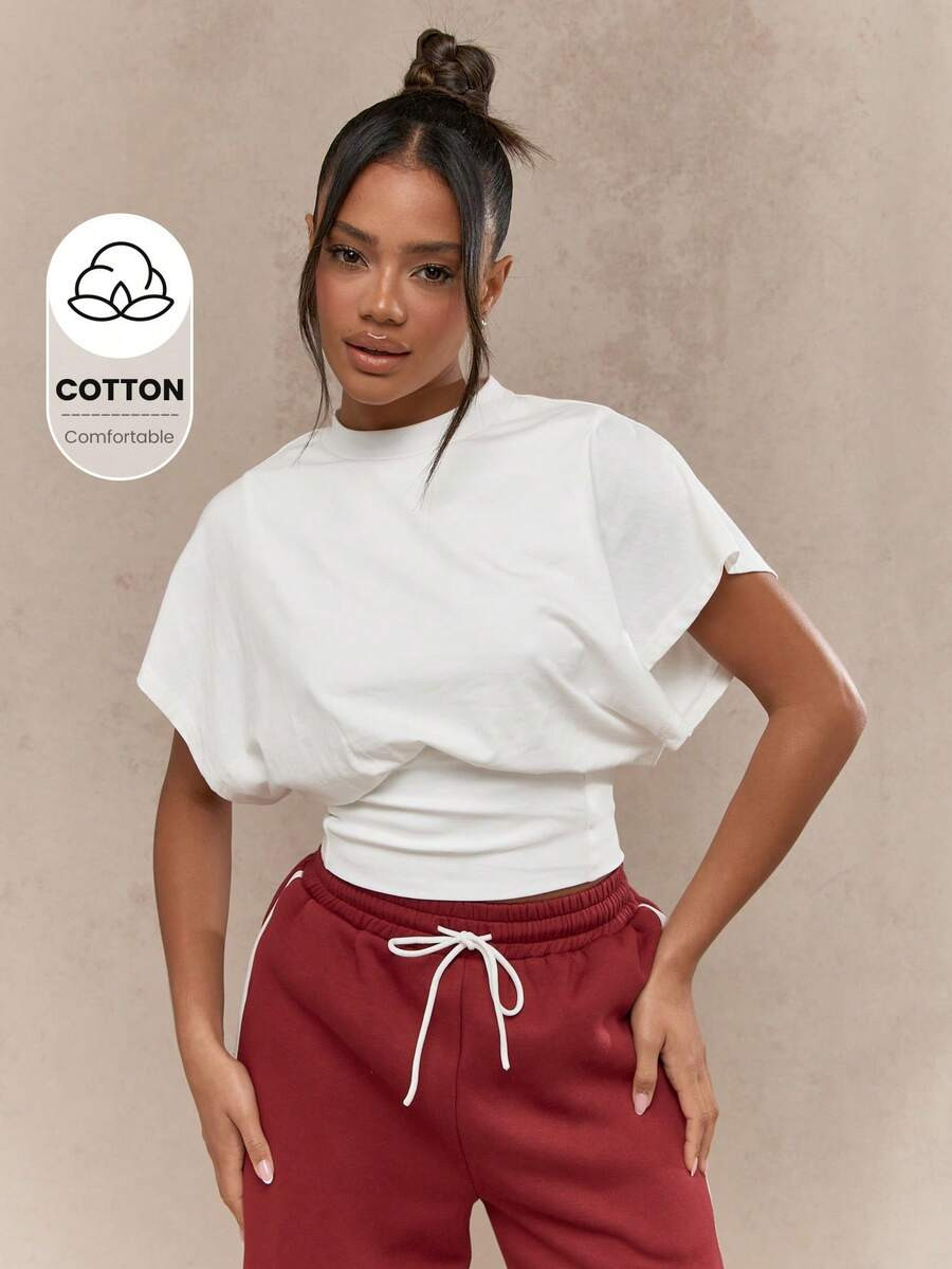 MISSGUIDED Street Fitted Waist Dolman Loose Sleeves Top | SHEIN