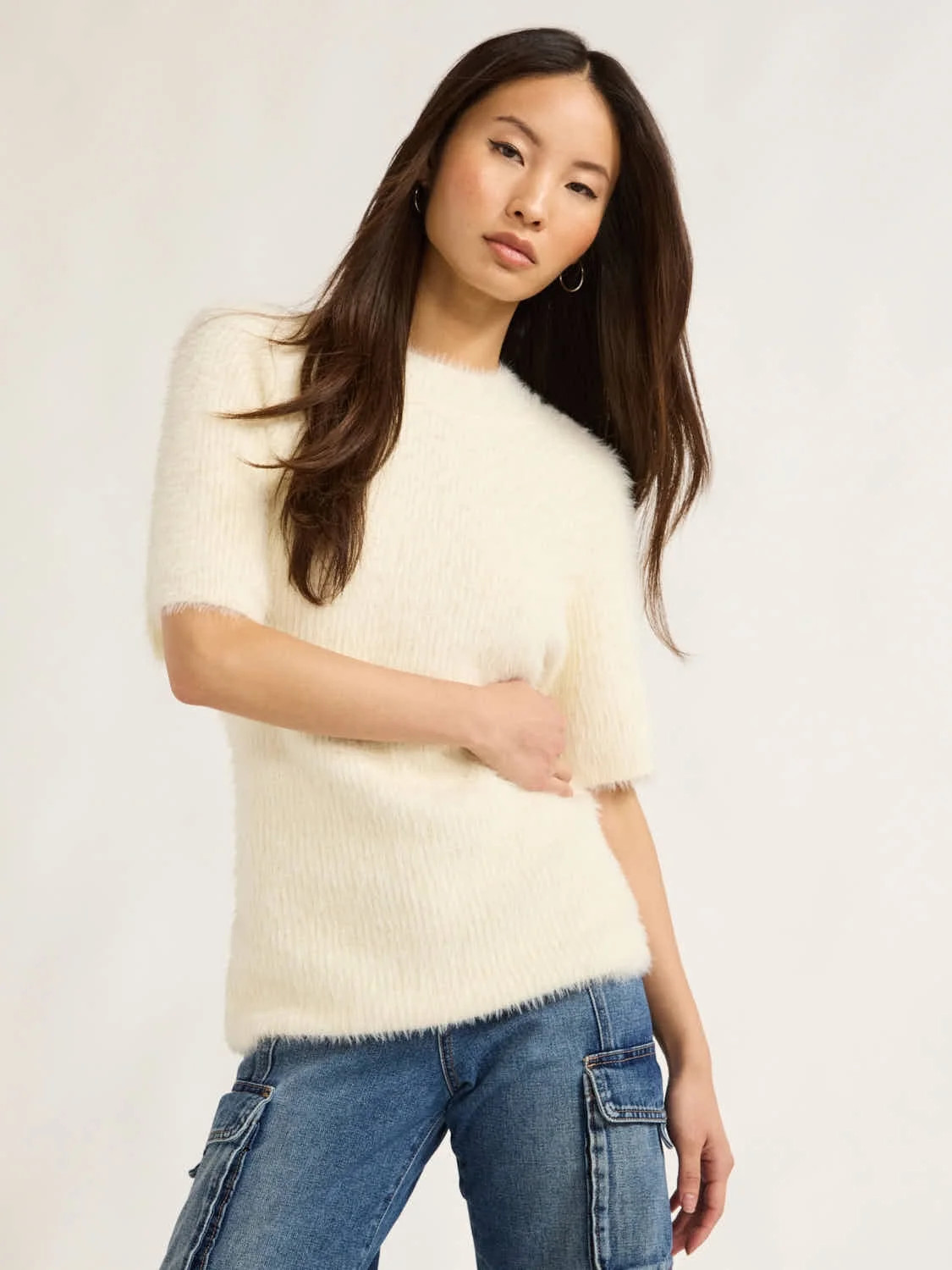 Scoop Women’s Fluffy Knit Tee, Midweight, Sizes XS-XXL | Walmart (US)