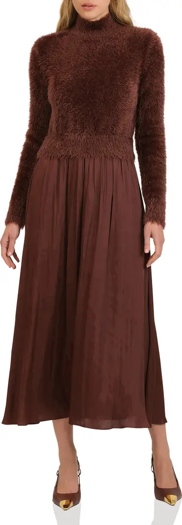 Long Sleeve Mixed Media Maxi Dress | Nordstrom Rack
