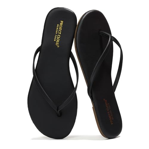 Project Cloud Flip Flops for Women Footwear- Lightweight and Memory Foam Insole Sandals for Women 2026 - Durable Non-Slip Beach Essentials Flats for Women Sandals (Foundations, Black, 8.5) | Amazon (US)