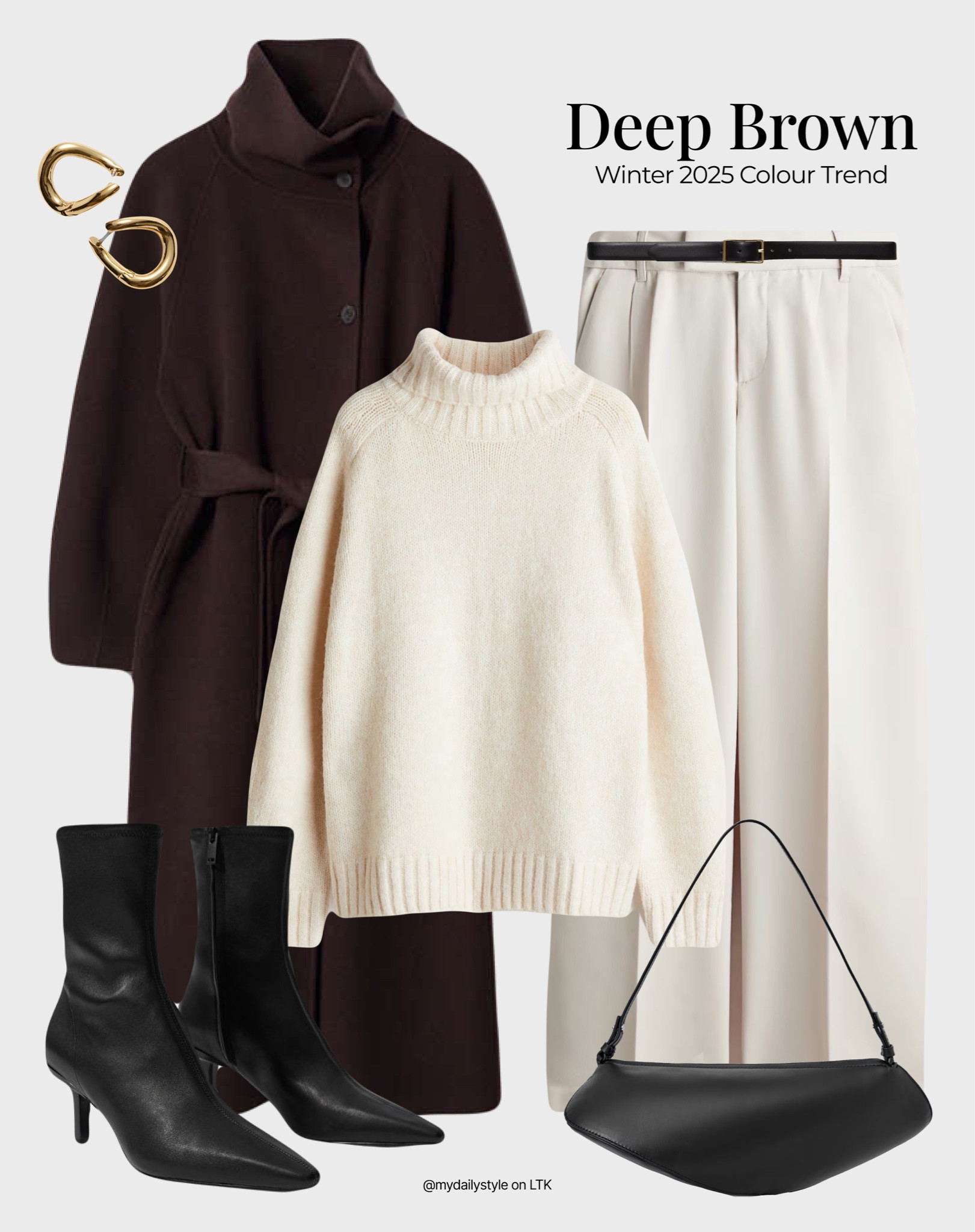 Styling chocolate brown wool coat for winter season 🤎

Check out more styling ideas in my profile. 

Tags: chocolate brown, deep brown, brown shade, brown tones, beige, pantone color 2025, mocha, winter style, winter outfit, winter look, winter fashion, easy styling, simple everyday look, chic & basic outfit, Parisian look, casual outfit, capsule wardrobe, office look, brunch style, high street, wool coat.


#LTKstyletip #LTKbag #LTKwinter