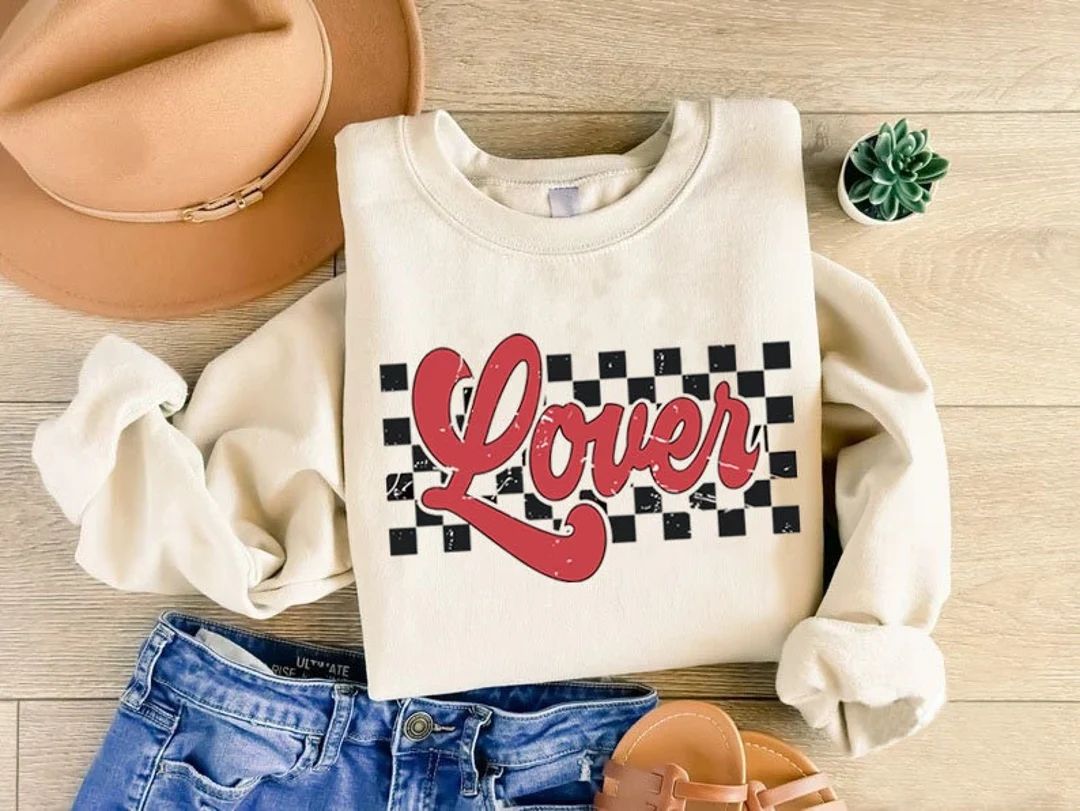 Lover Sweatshirt, Retro Valentines Day Sweatshirt, Lover Valentines Sweater, Cute Valentine Gift ... | Etsy (US)